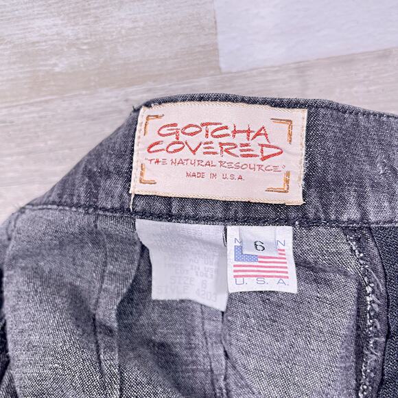 GOTCHA COVERED Vintage Pleated A Line Shorts Black Cotton Made in USA Womens 6 - Picture 5 of 6